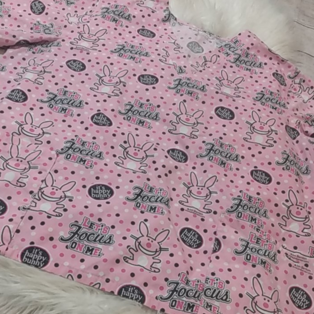 Jim Benton it's happy bunny pink scrubs top